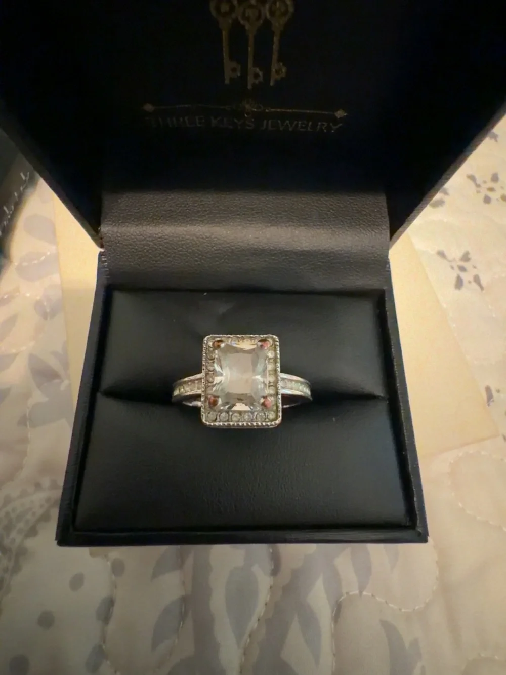 Silver Tone Clear Stone Halo Ring - White Crystal Accent